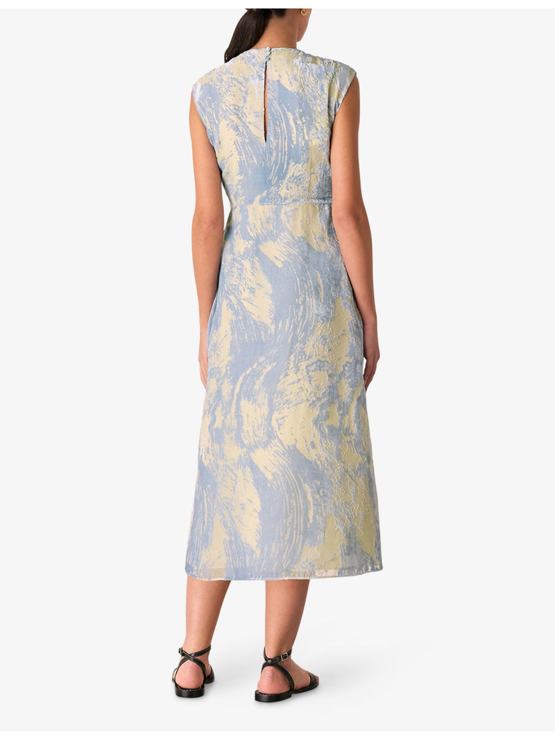 Devore Swirl Sleeveless Velvet Midi Dress 4