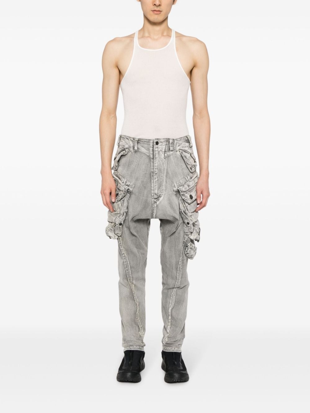 Plaster cargo drop-crotch jeans - 2