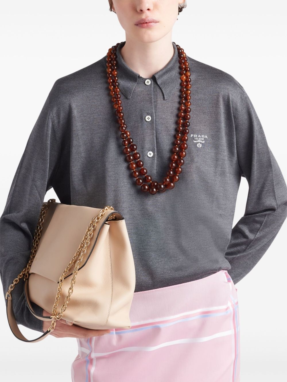logo-intarsia silk polo shirt - 4