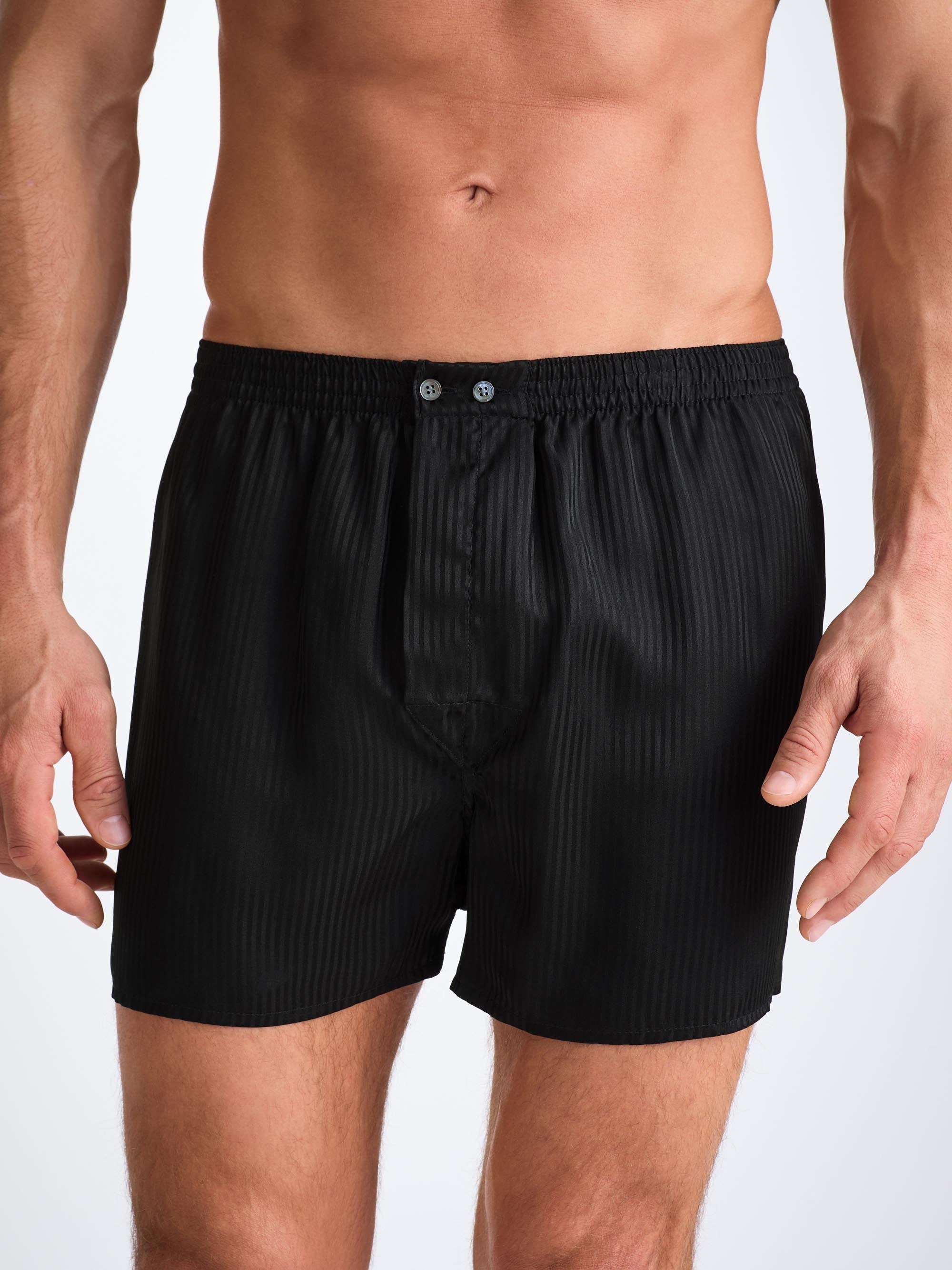 Men's Classic Fit Boxers Woburn Silk Satin Black - 3