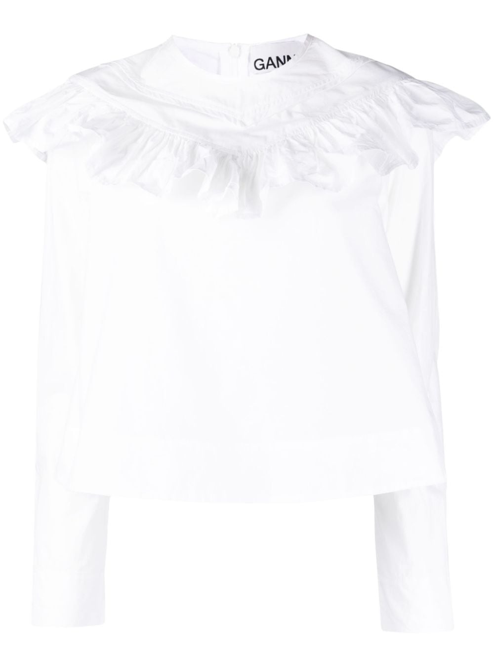 ruffle-detail organic cotton blouse - 1