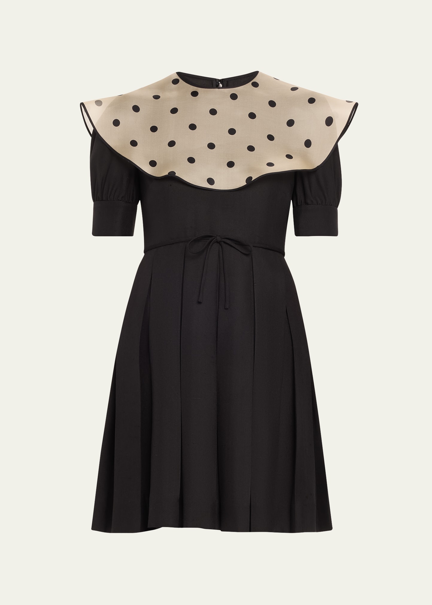 Sheer Polka Dot Neckline Mini Dress - 1