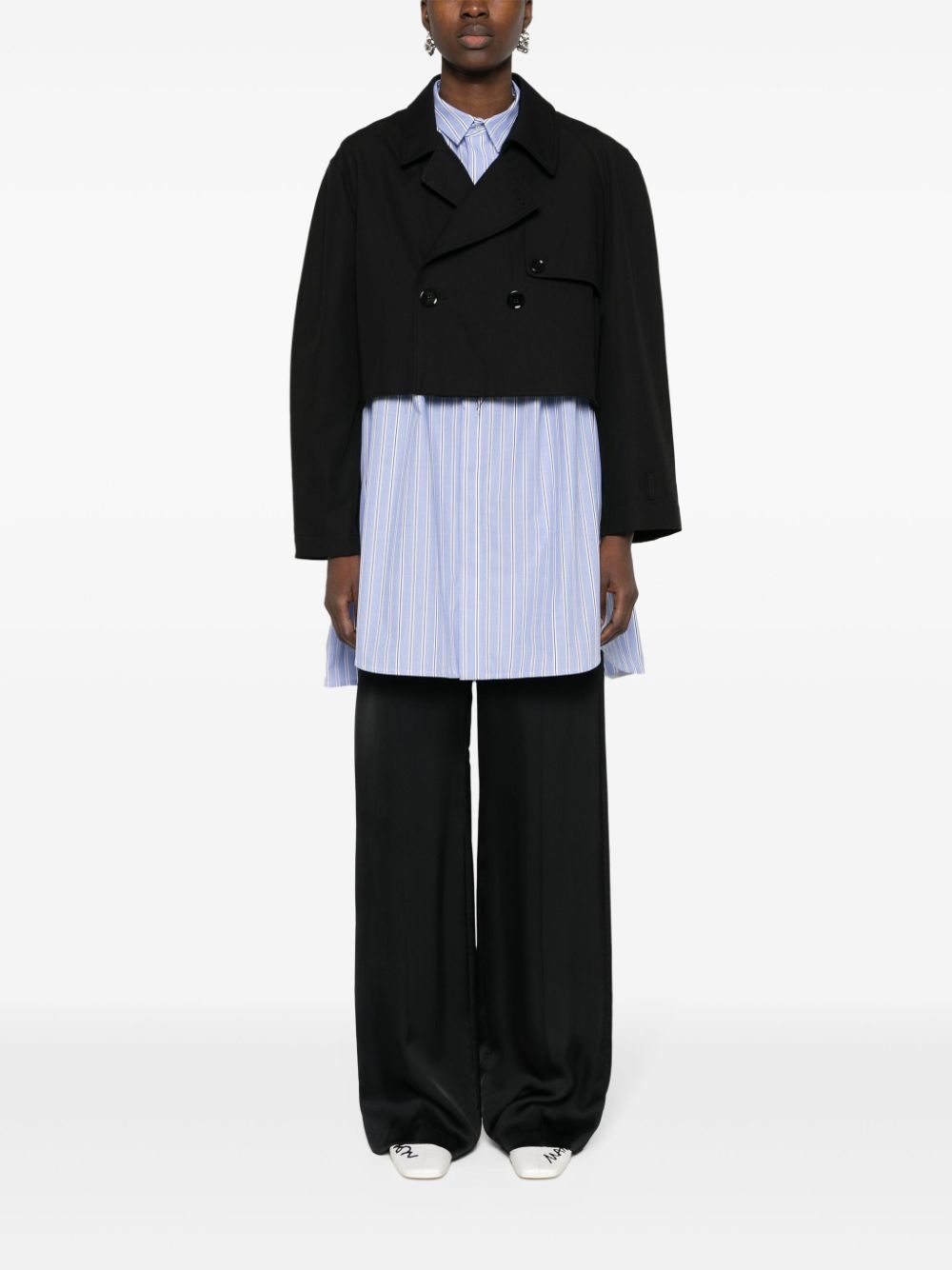 double-breasted cotton cropped jacket - 2