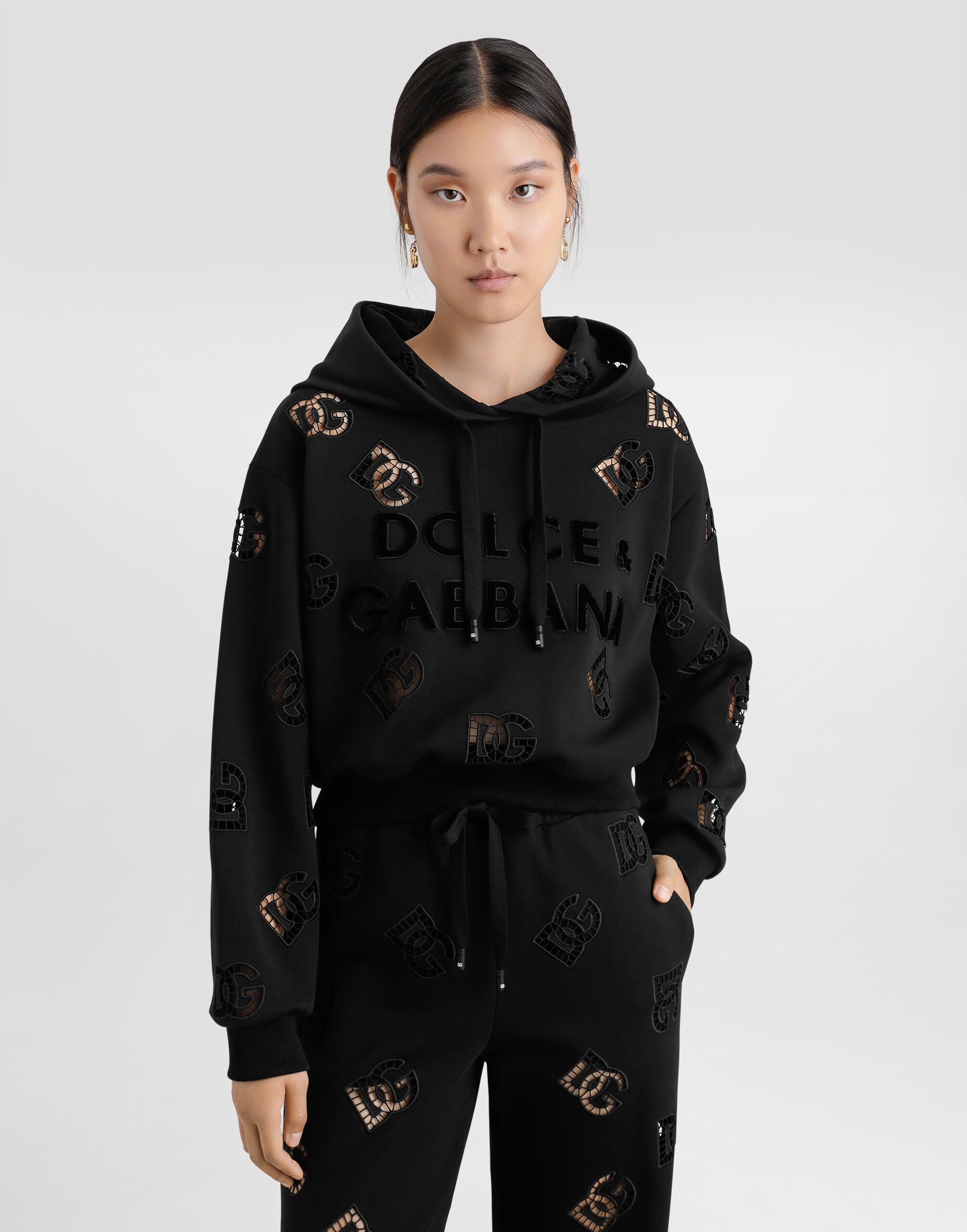 Jersey hoodie with cut-out and DG logo - 4