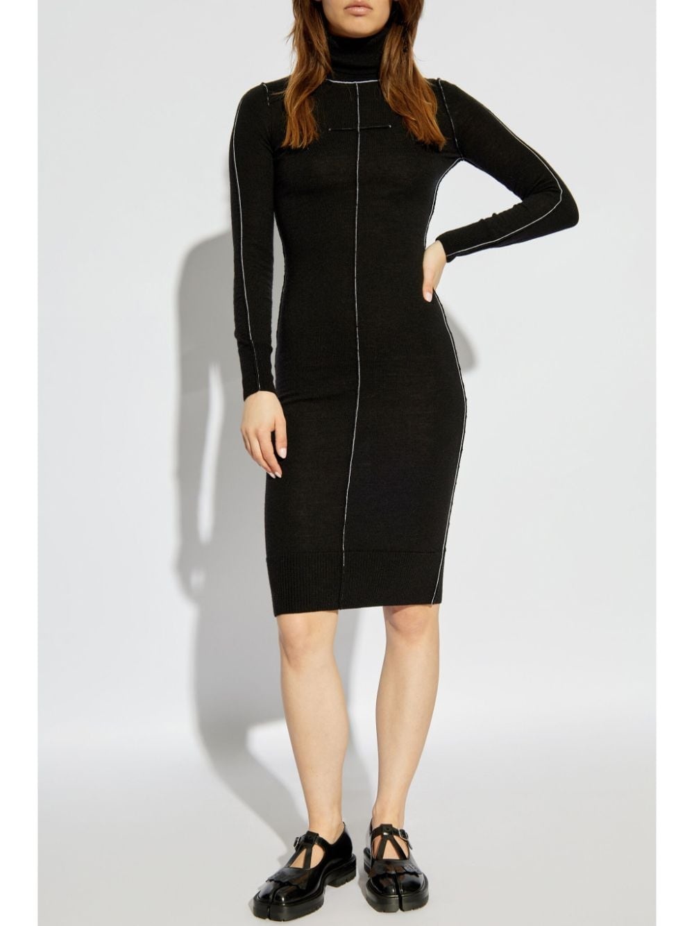 contrast long-sleeved dress - 3