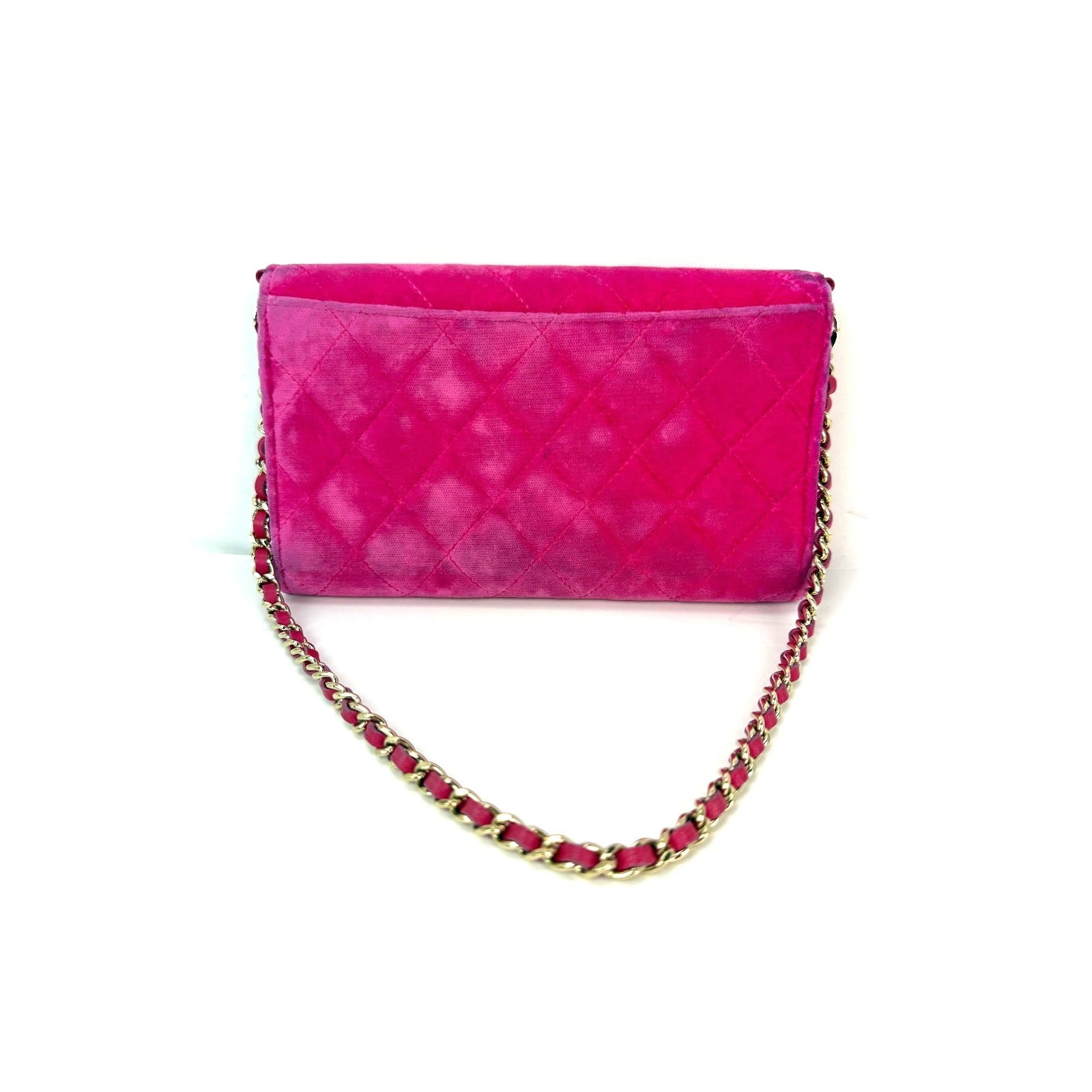 Chanel Velvet Quilted Timeless Fuchsia Wallet on a Chain Clutch Bag - 2