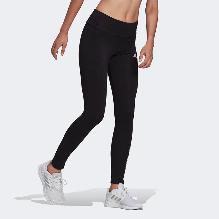 (WMNS) adidas W Lin Leg logo Printing Sports Tight Gym Pants/Trousers/Joggers Black GL0633 - 4