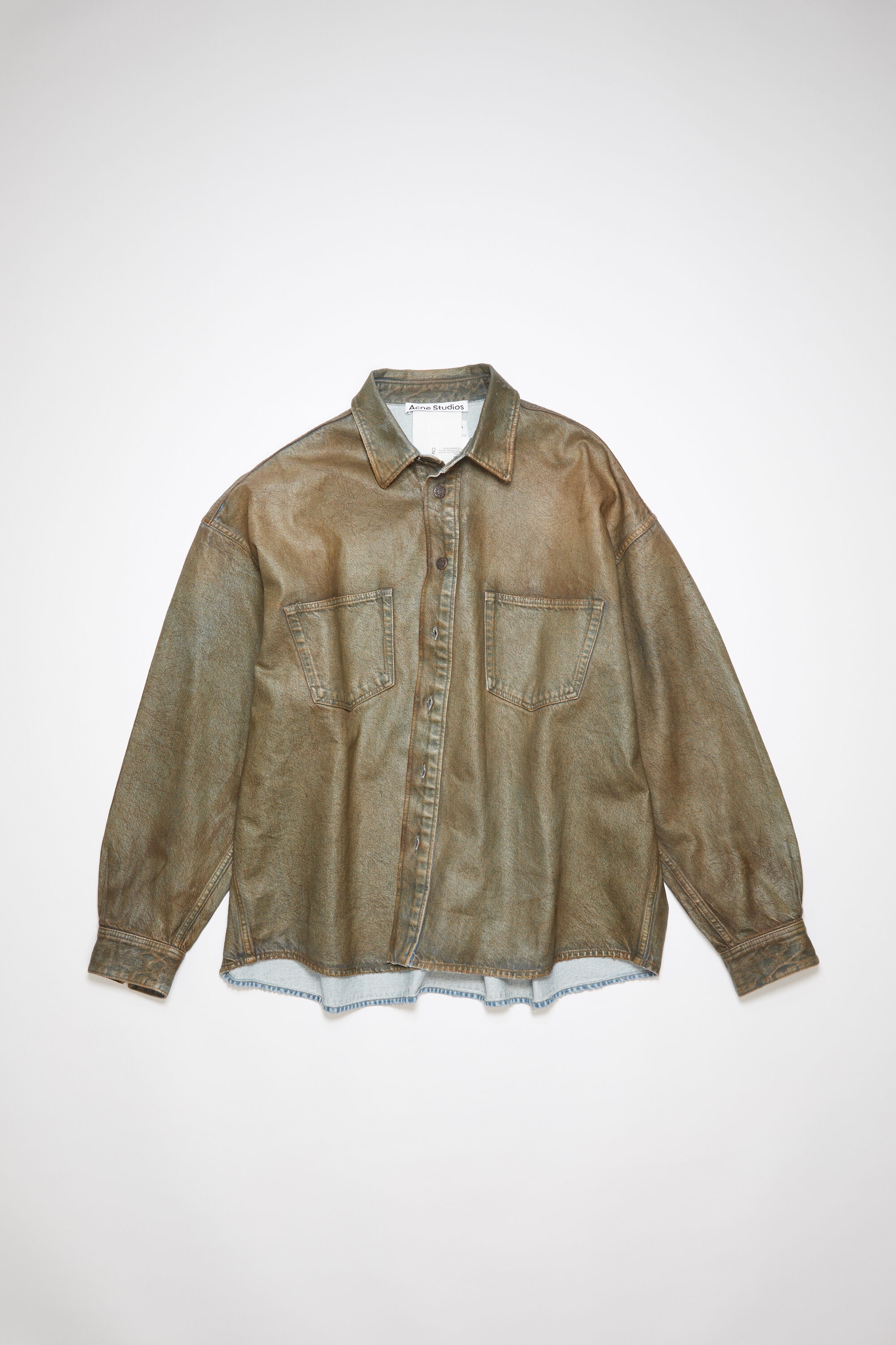 Denim button-up shirt - Blue/beige - 1