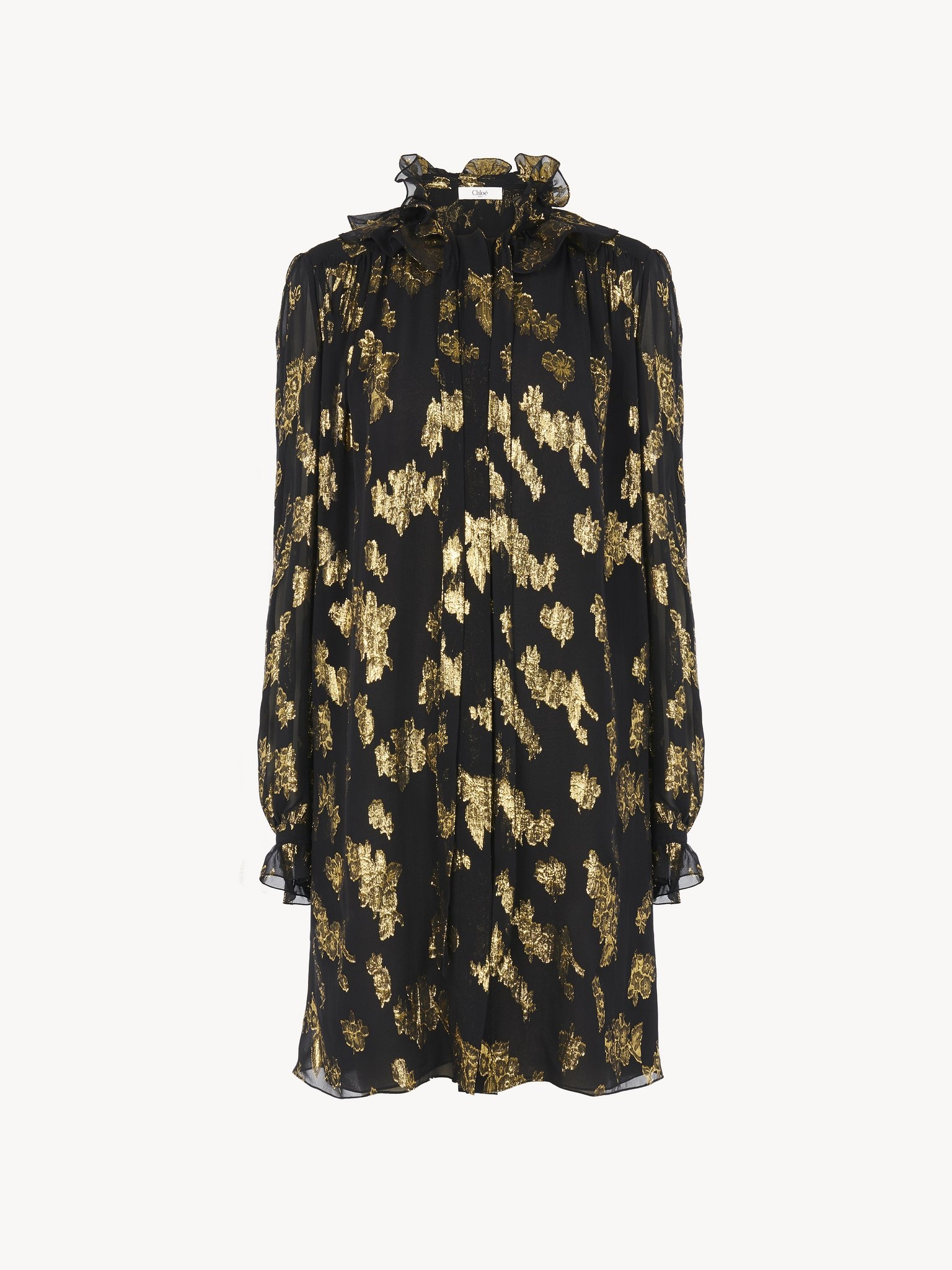 TIE-FRONT MINI DRESS IN SILK JACQUARD & LUREX - 2