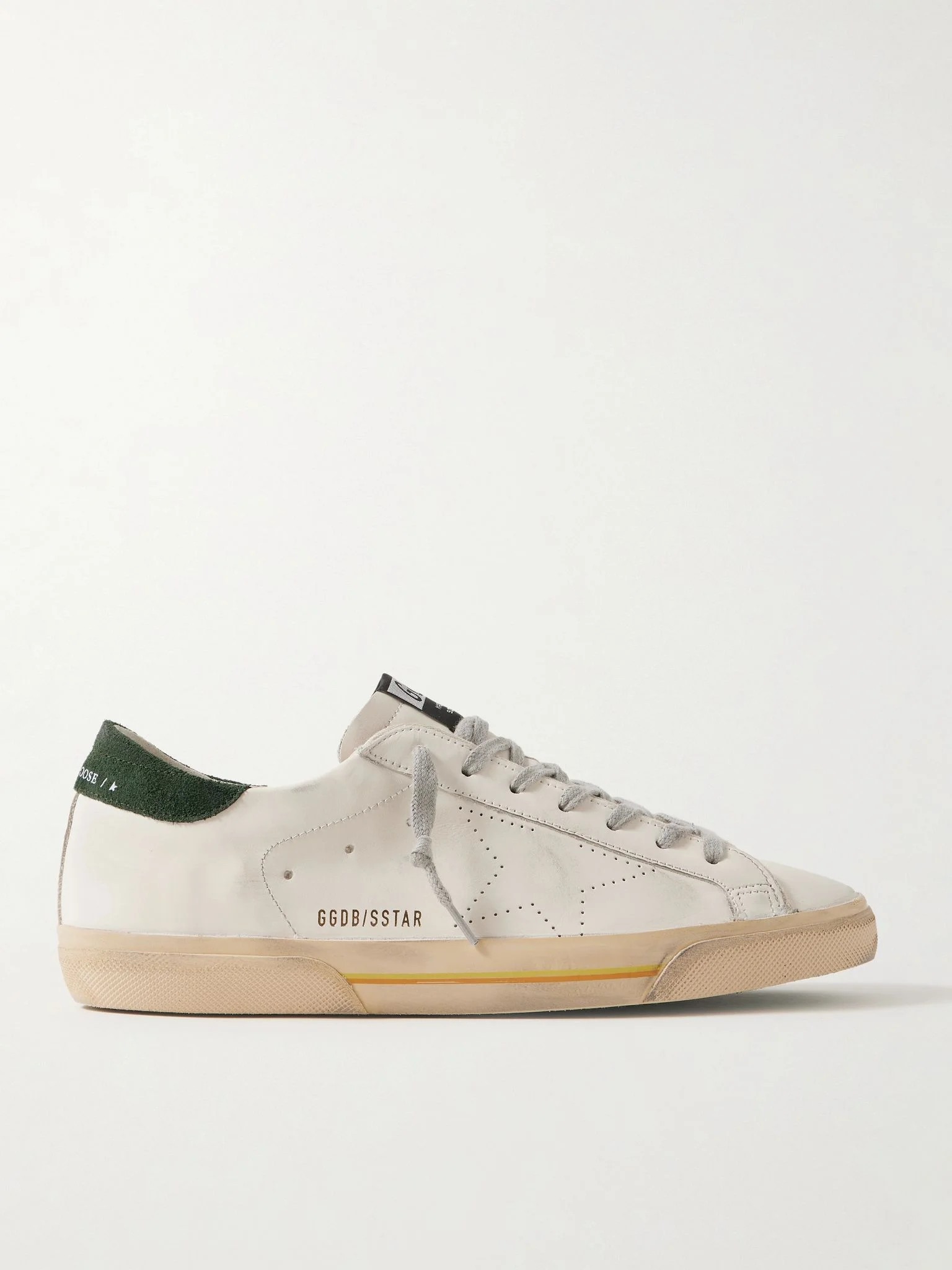 Superstar Suede-Trimmed Distressed Leather Sneakers White - 1