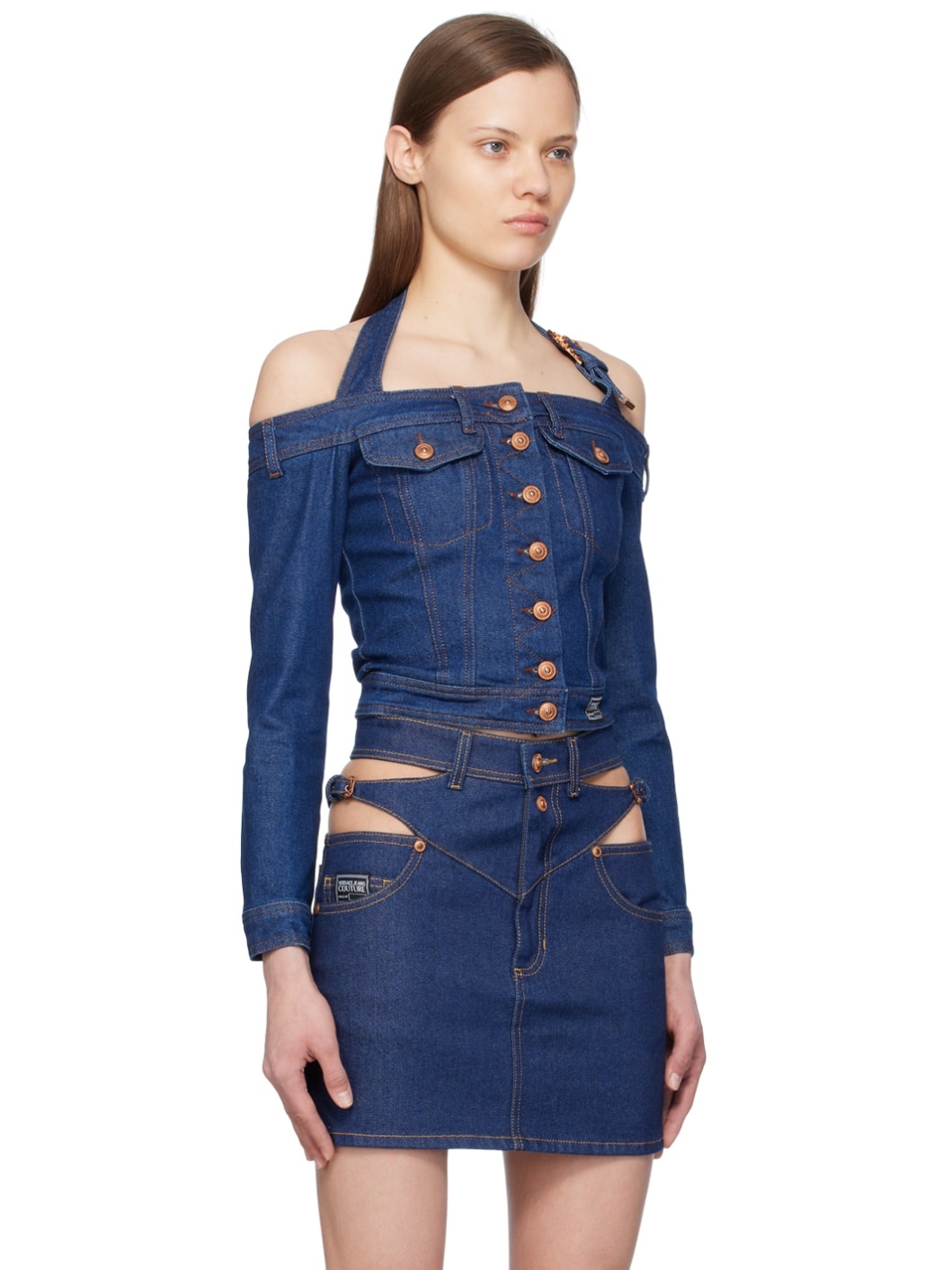 Indigo Buttoned Denim Blouse - 2