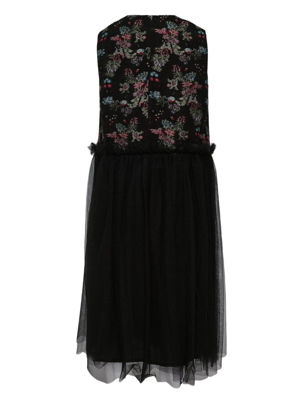 floral-jacquard tulle midi dress - 2