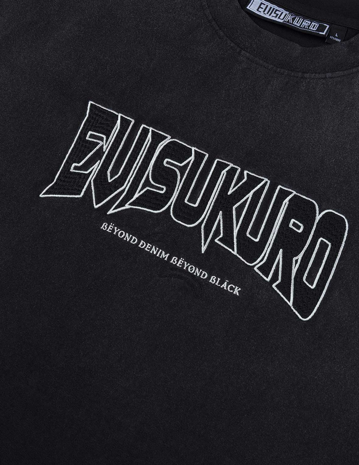 EVISUKURO Waffle Embroidery and Spray Dye Relax Fit T-shirt - 7