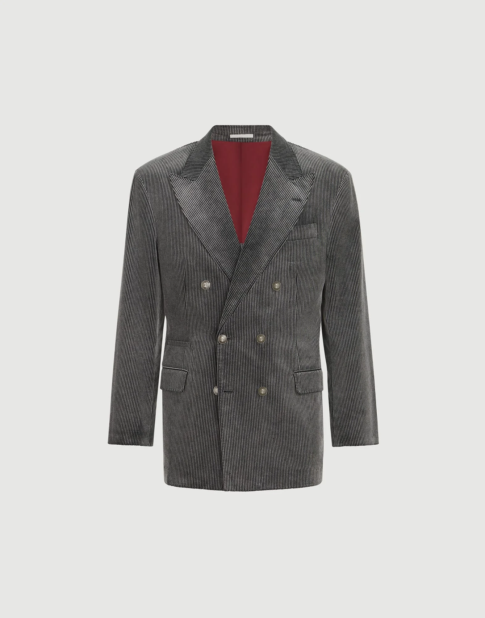 Frosted cotton corduroy one-and-a-half breasted Tailor blazer with metal buttons - 1