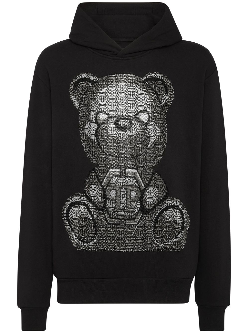 teddy bear-print cotton hoodie - 1