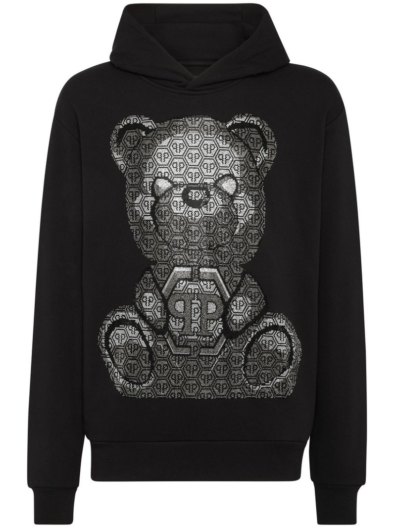 teddy bear-print cotton hoodie 1