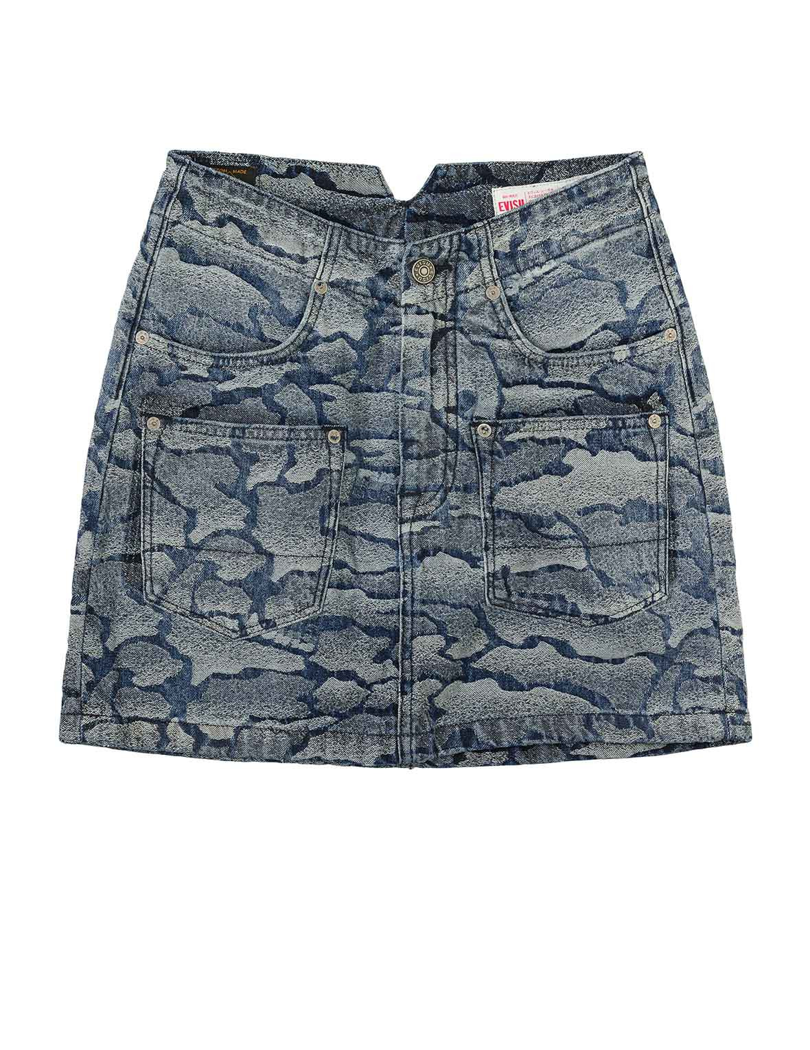 Allover Ishigaki Camouflage Jacquard Fashion Fit Denim Skirt - 13