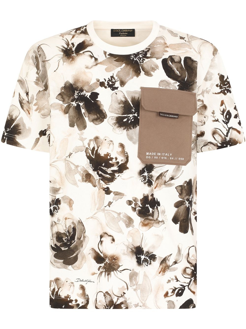 floral-print patch T-shirt - 1