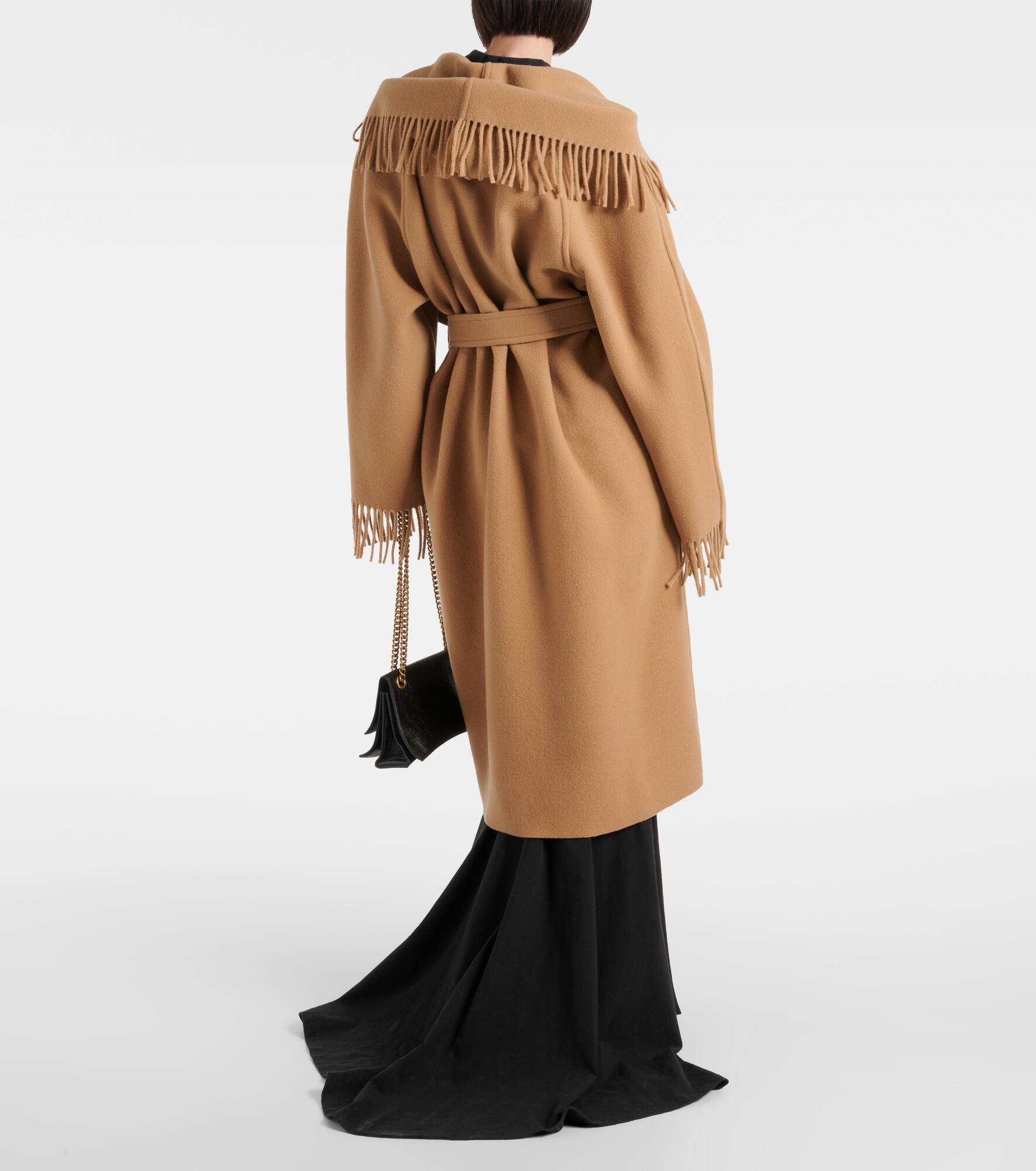 Fringed wool wrap coat - 3