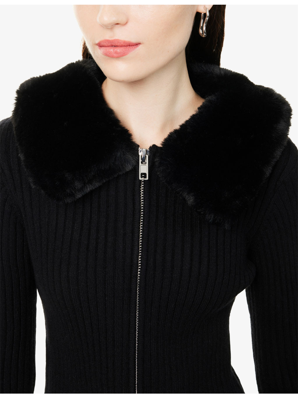 Peggy Faux-Fur Knitted Cardigan - 6