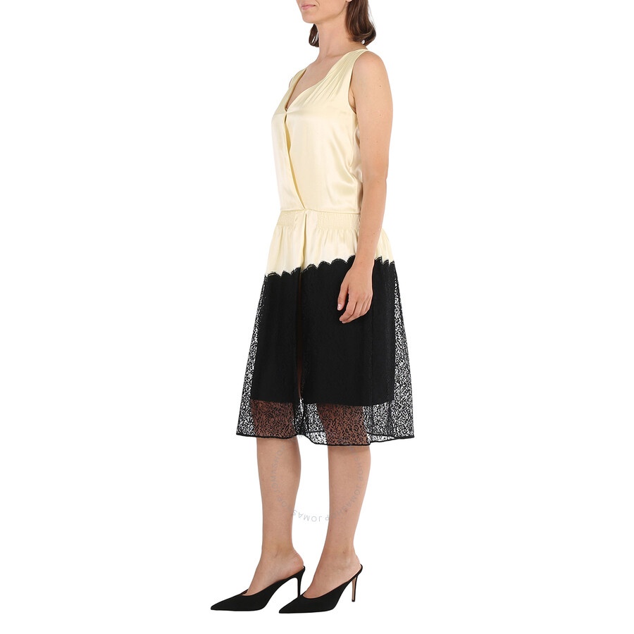 Burberry Ladies Cream Silk Satin And Lace Sleeveless Dress - 6