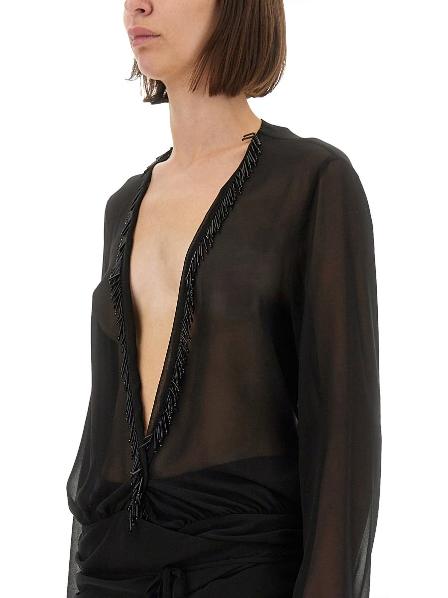 The Attico Women Embroidered Georgette Blouse - 4