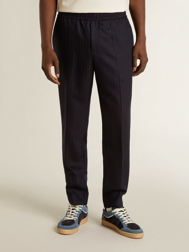 Golden Goose Men's wool pants with vertical thin stripes outlook