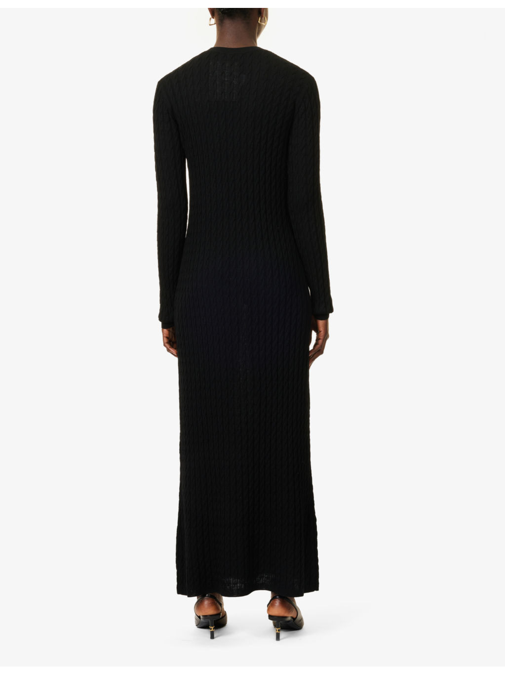 Cable-knit round neck wool maxi dress - 4