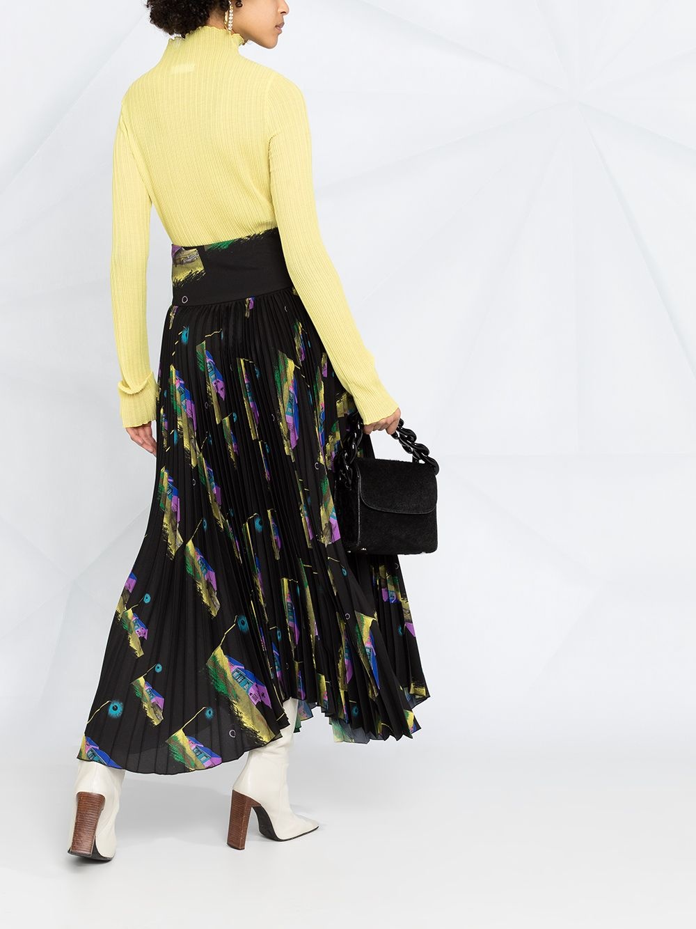 illustration-print pleated skirt - 6