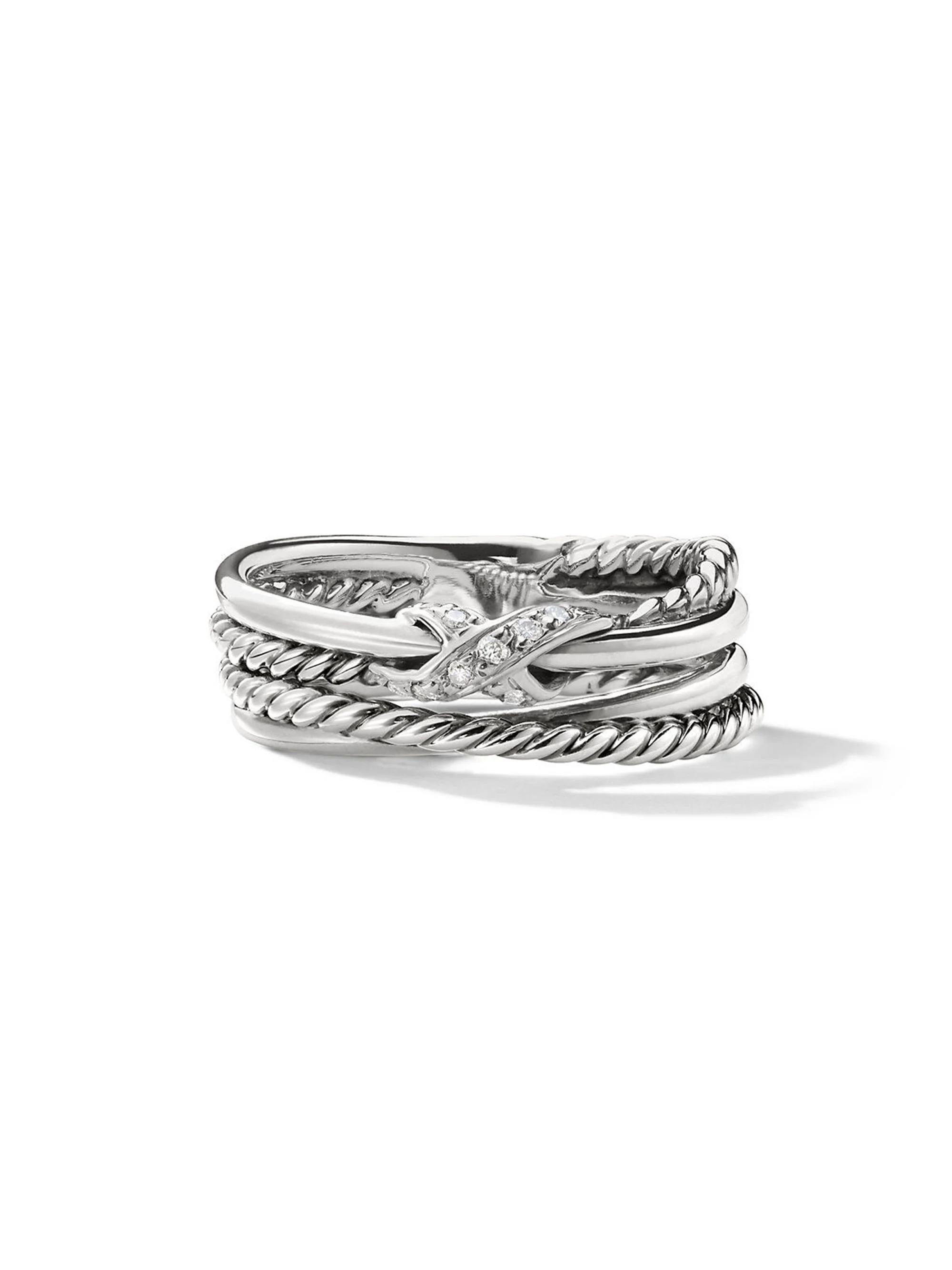 Women's X Crossover Band Ring in Sterling Silver - Silver - 1