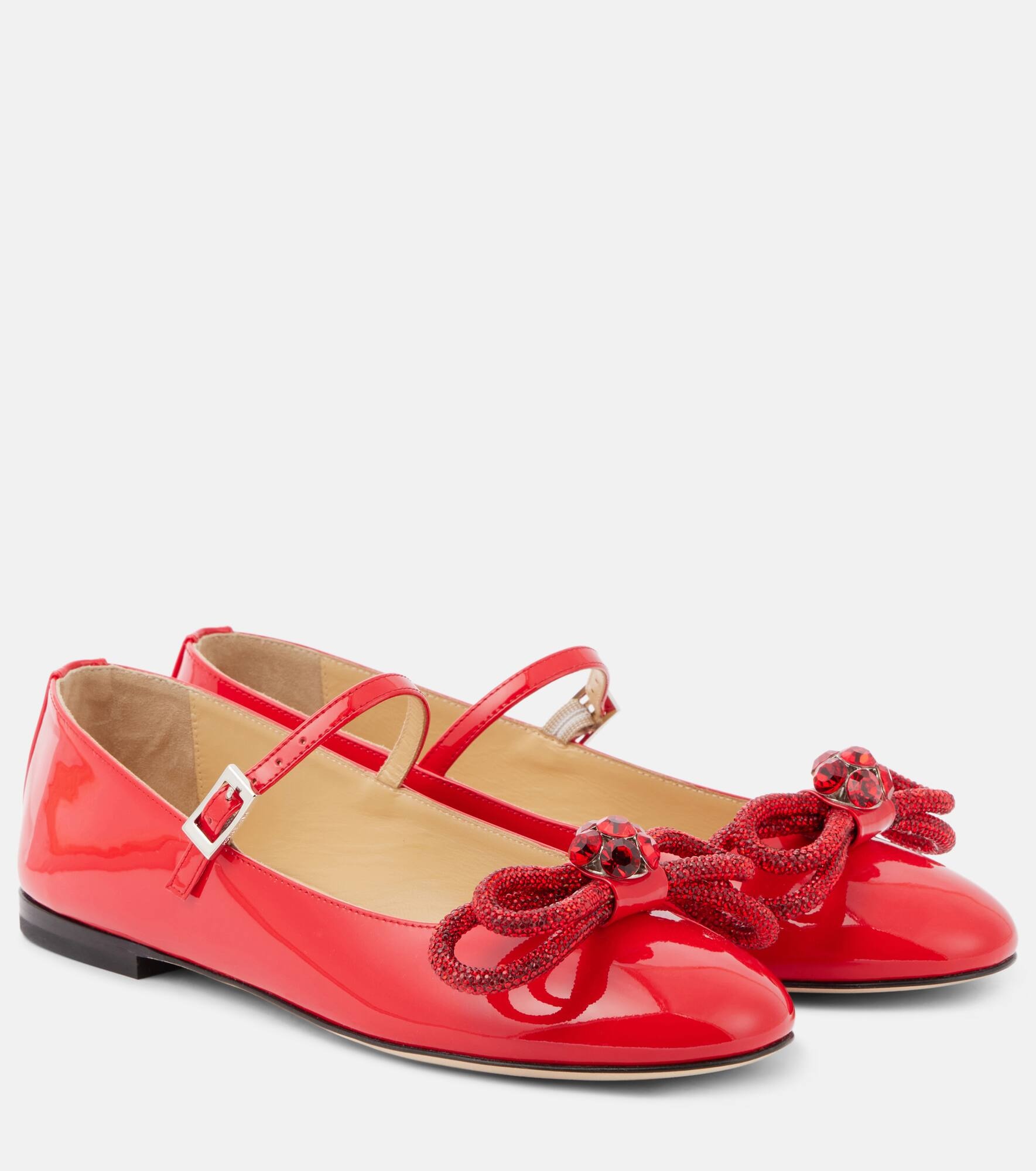 Bow-detail patent leather Mary Jane flats - 1