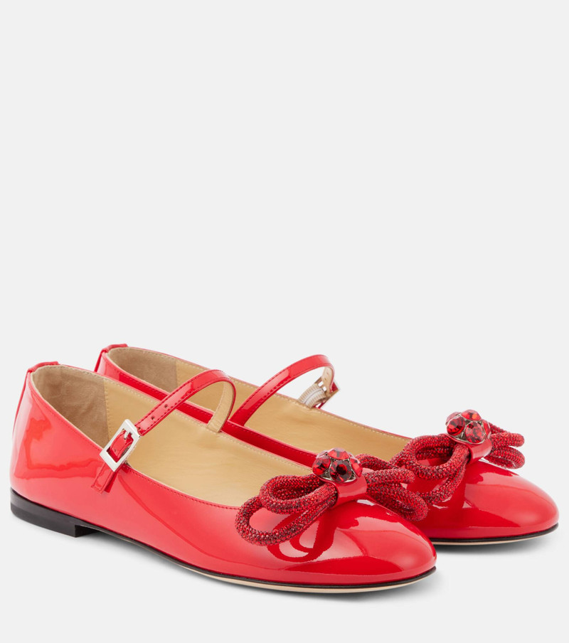 Bow-detail patent leather Mary Jane flats - 1
