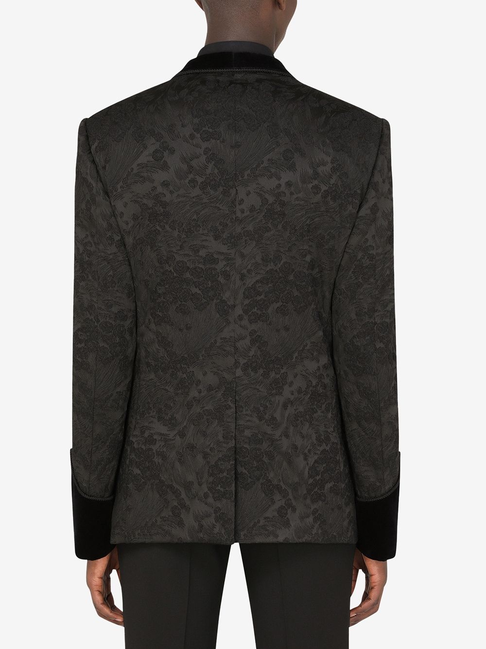 floral jacquard single-breasted blazer - 4