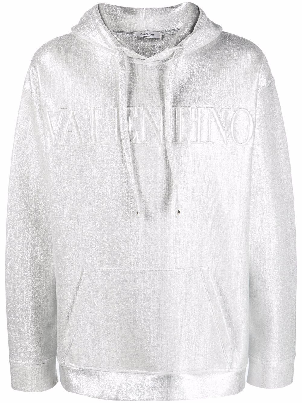 logo-embossed metallic-sheen hoodie - 1