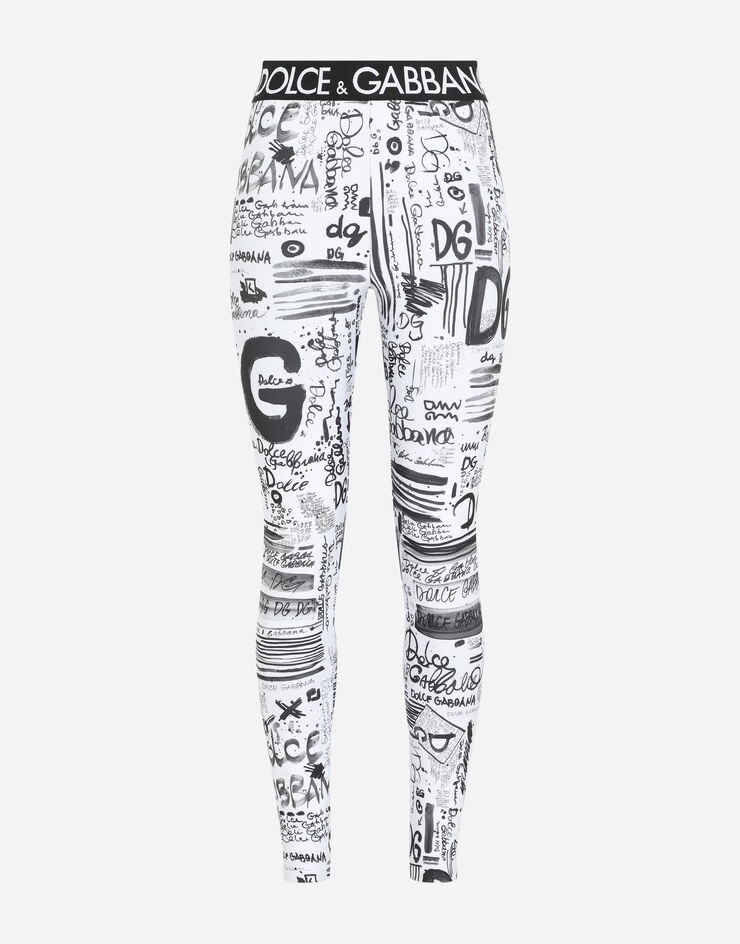 Spandex jersey leggings with DG graffiti print - 3