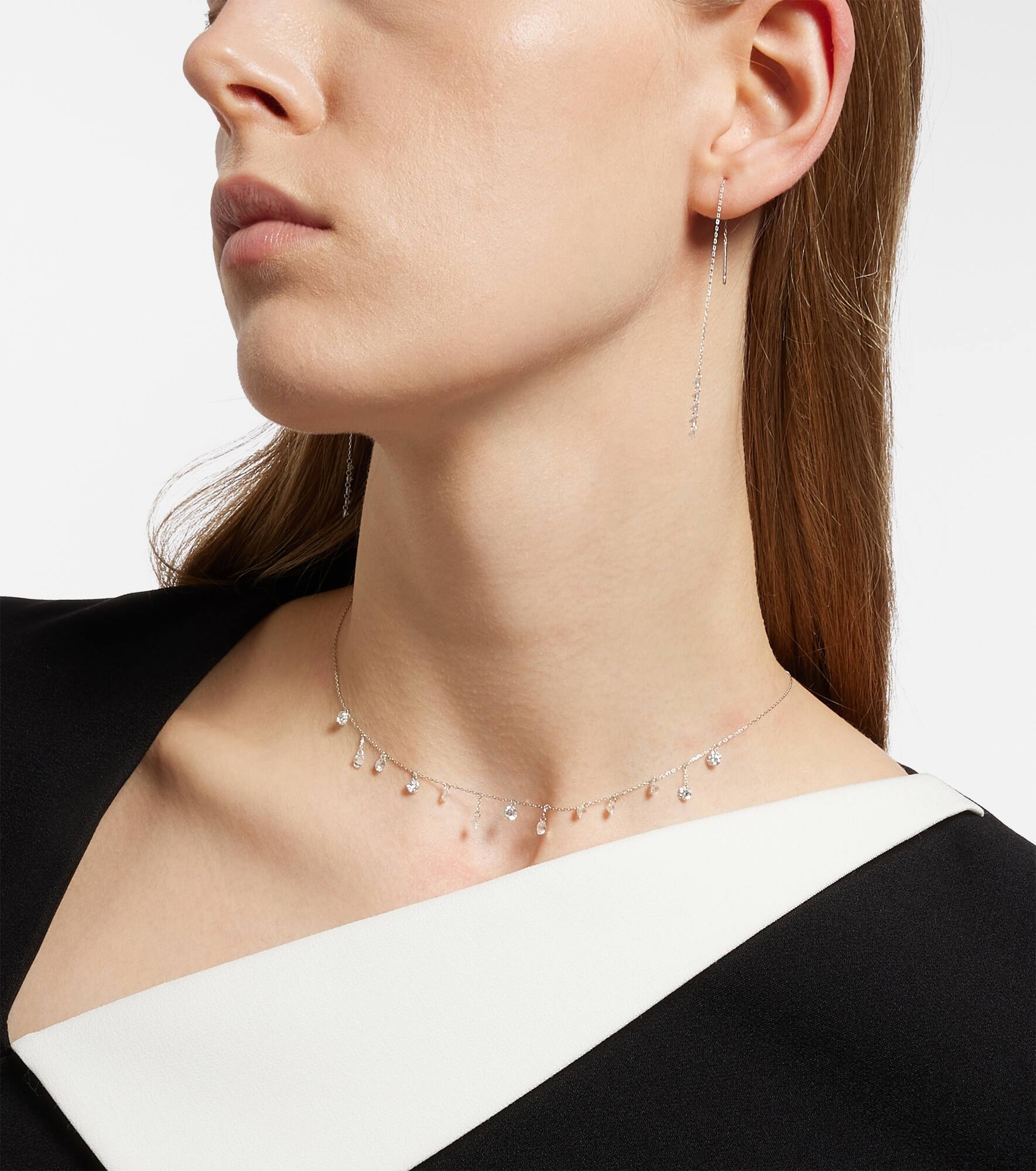 Danaé 18kt white gold drop earrings with diamonds - 5