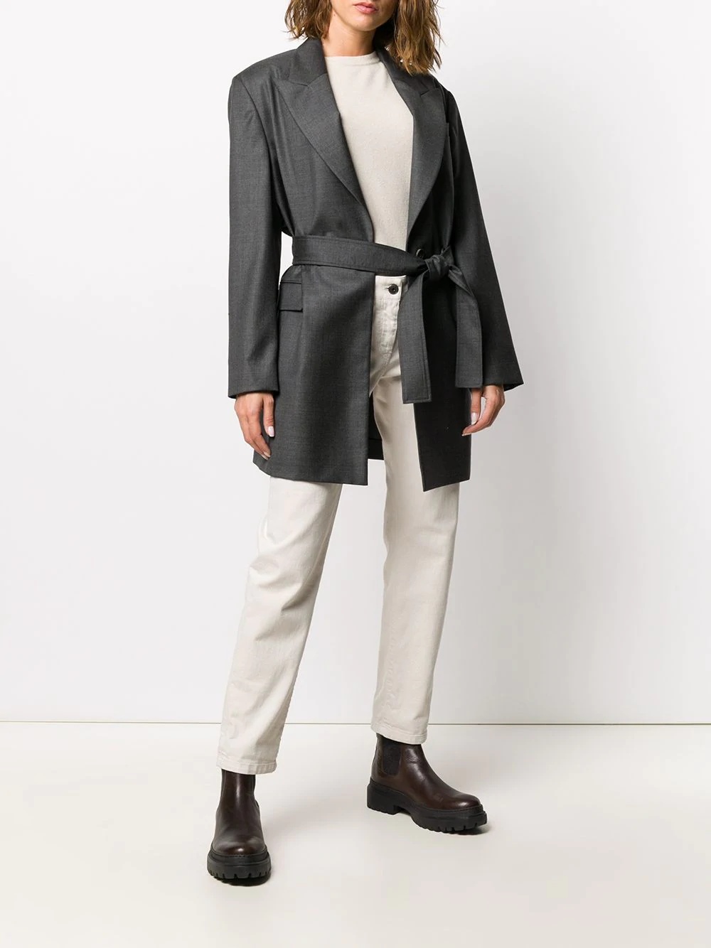 tailored tie-waist blazer  - 2