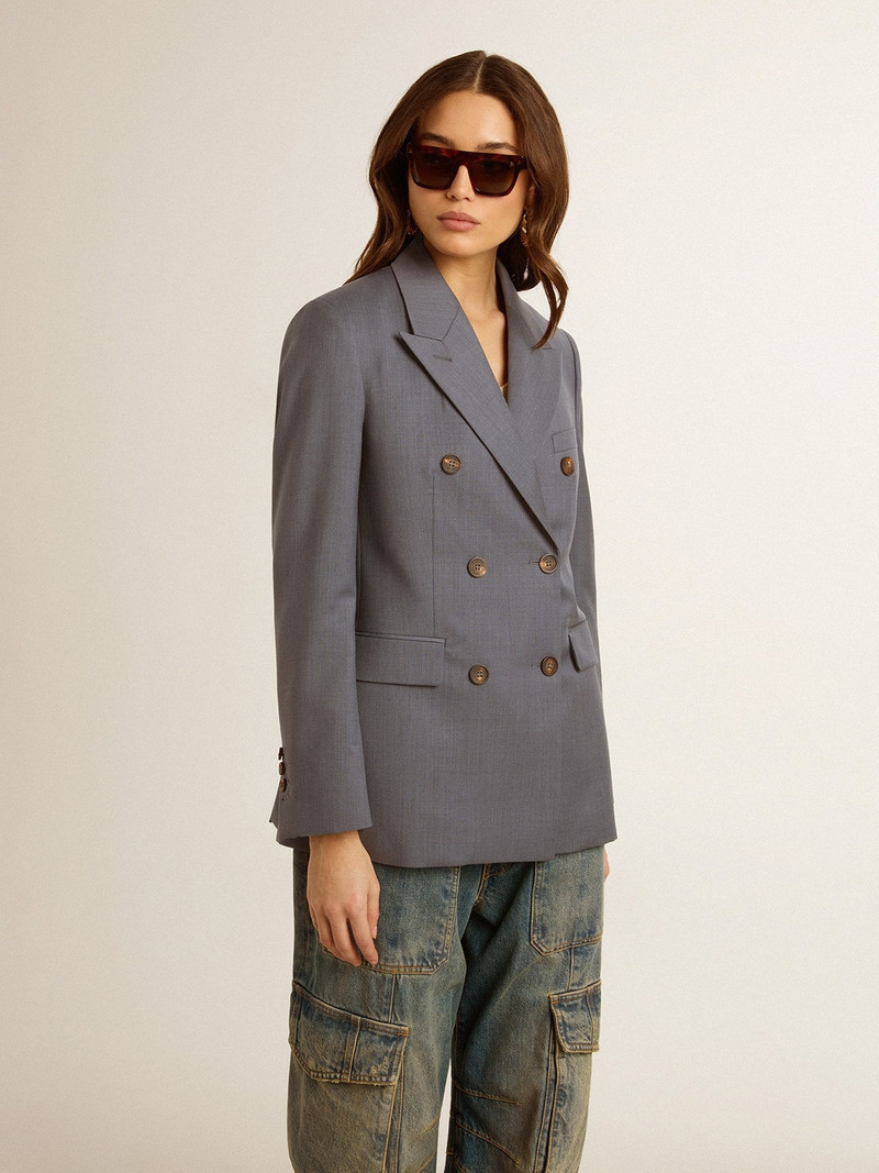 Golden Goose Women's double-breasted blazer in baby blue outlook