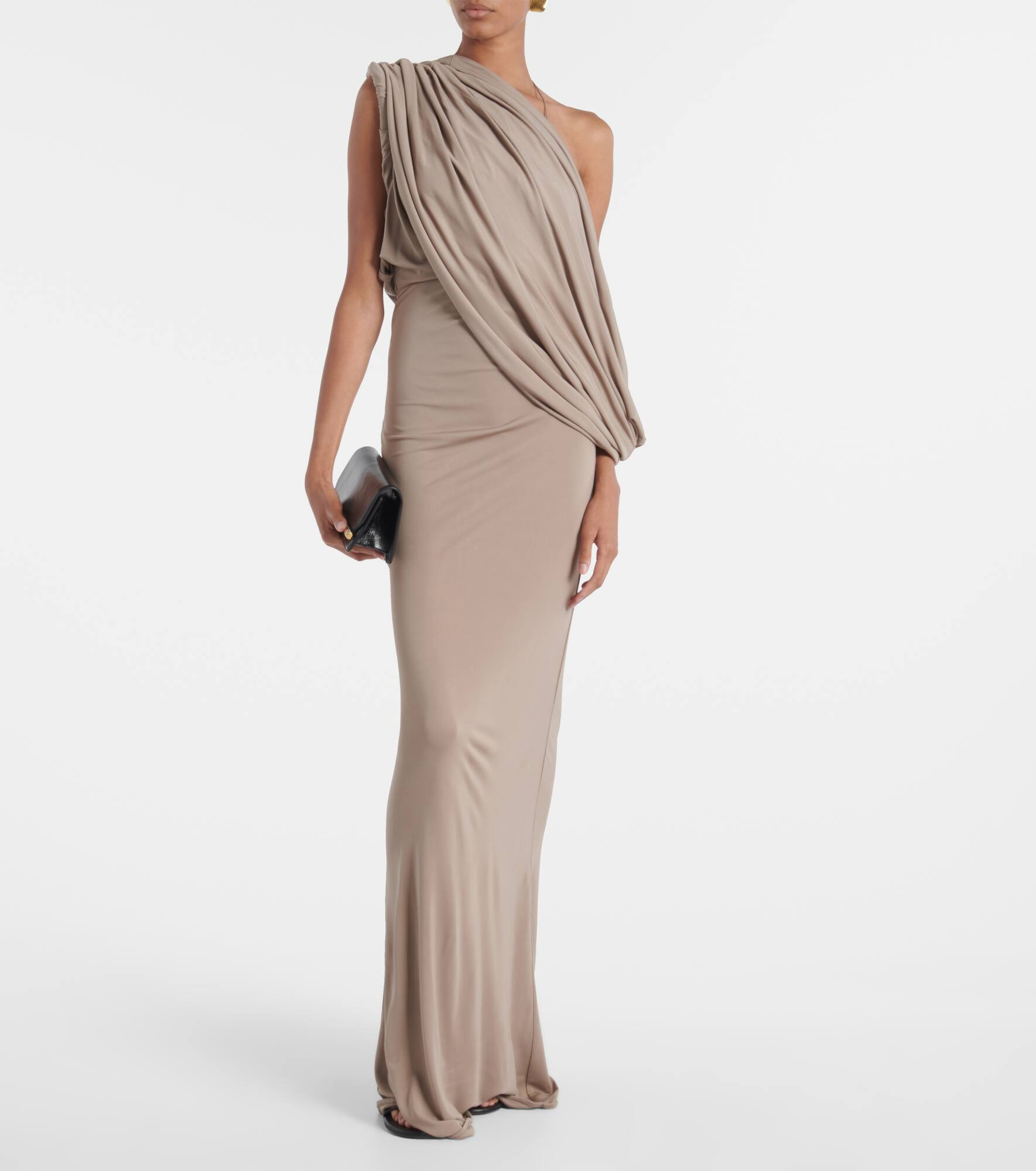 Aiba draped one-shoulder jersey gown - 2
