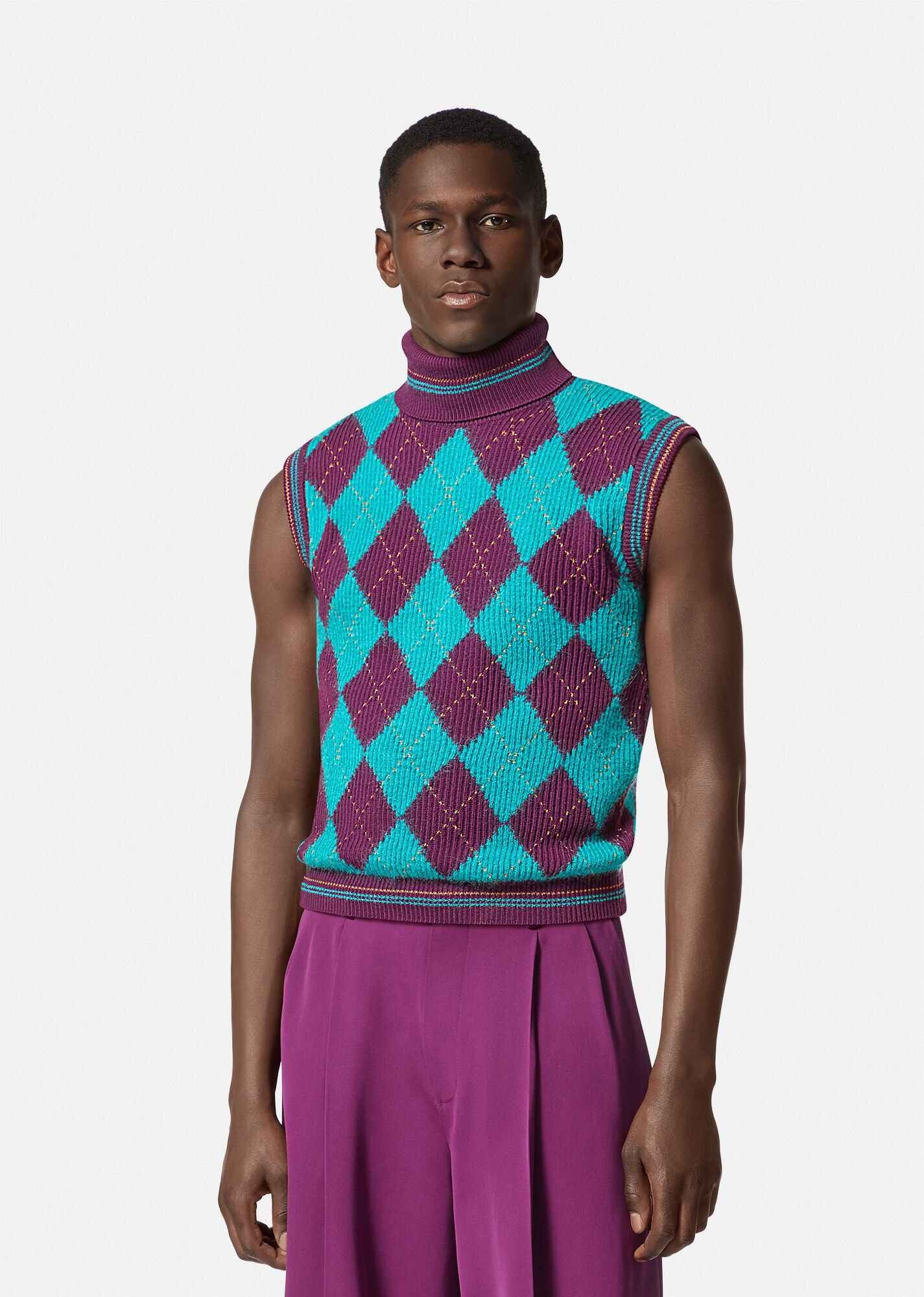 Argyle Knitted Sweater Vest - 3