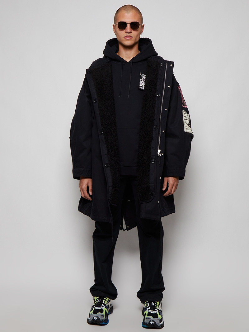 Fred Perry Static Skin Destroyed Hoodie Black outlook
