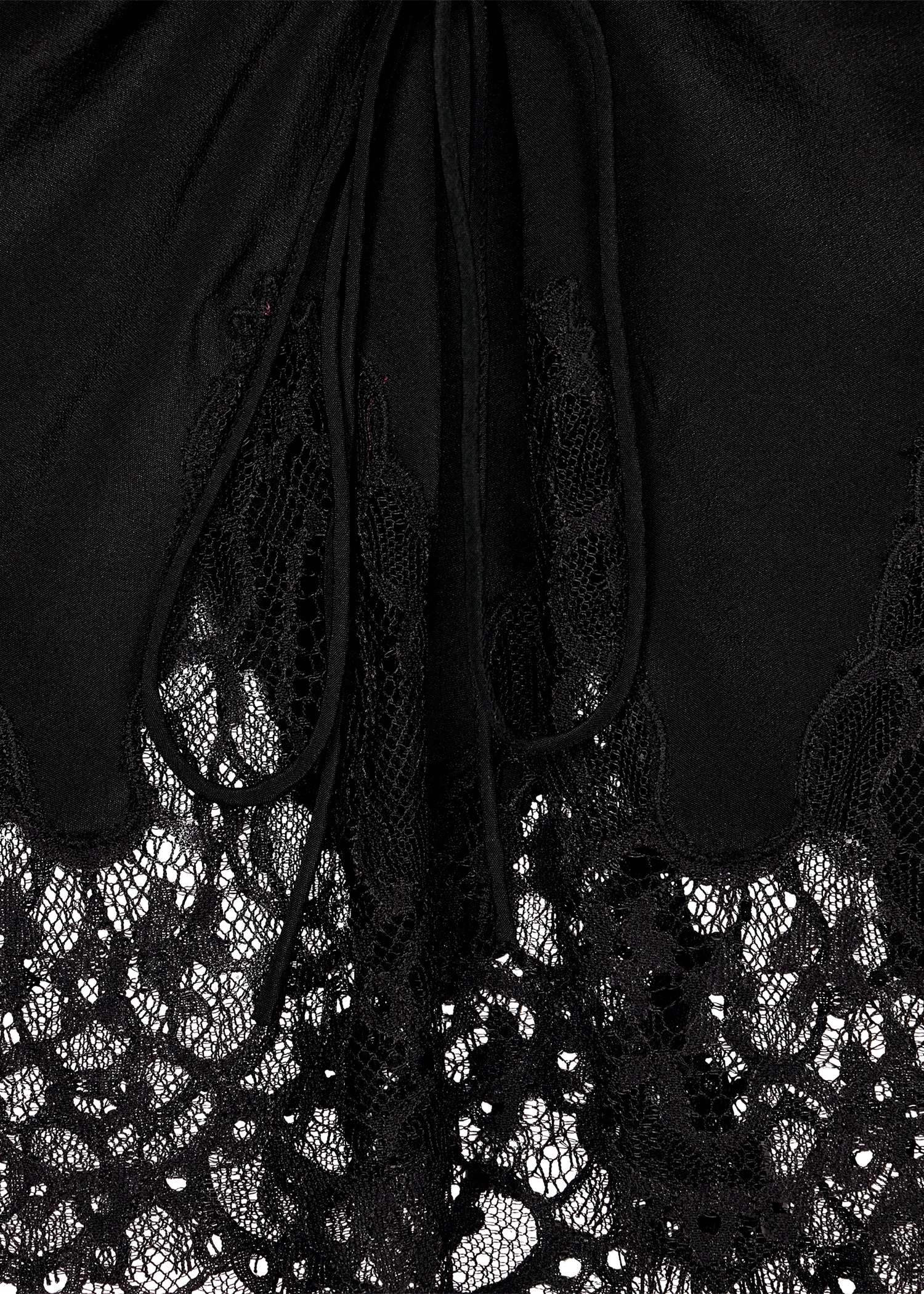 Women's Black Gathered Lace Trim Sleeveless Top - 2