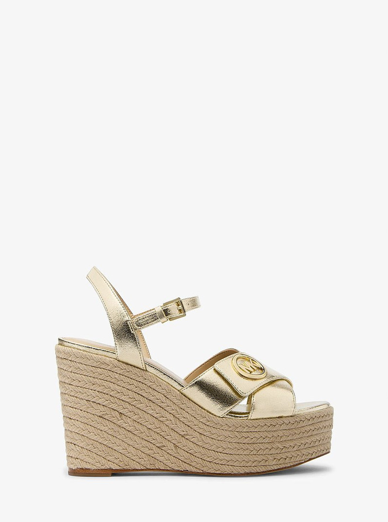 Hannah Metallic Nylon Blend Wedge Sandal 1