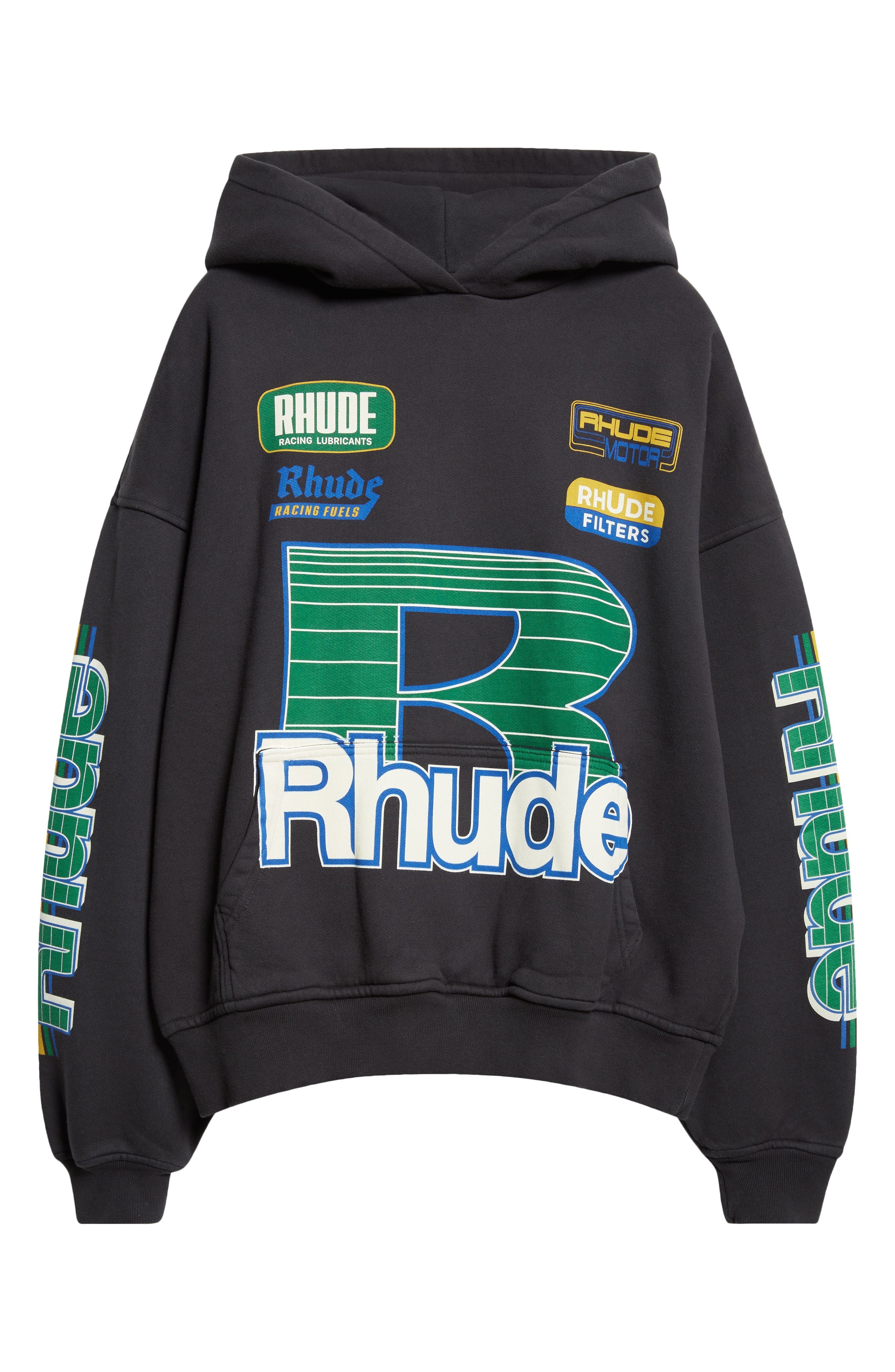 Rhude Roadway Racing Graphic Hoodie in Vintage Black at Nordstrom - 5