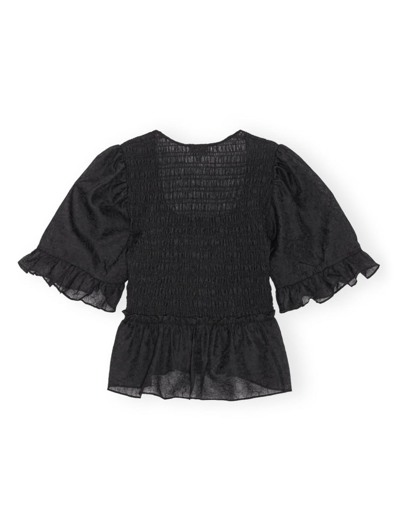 Crinkled Georgette Smock Blouse 6