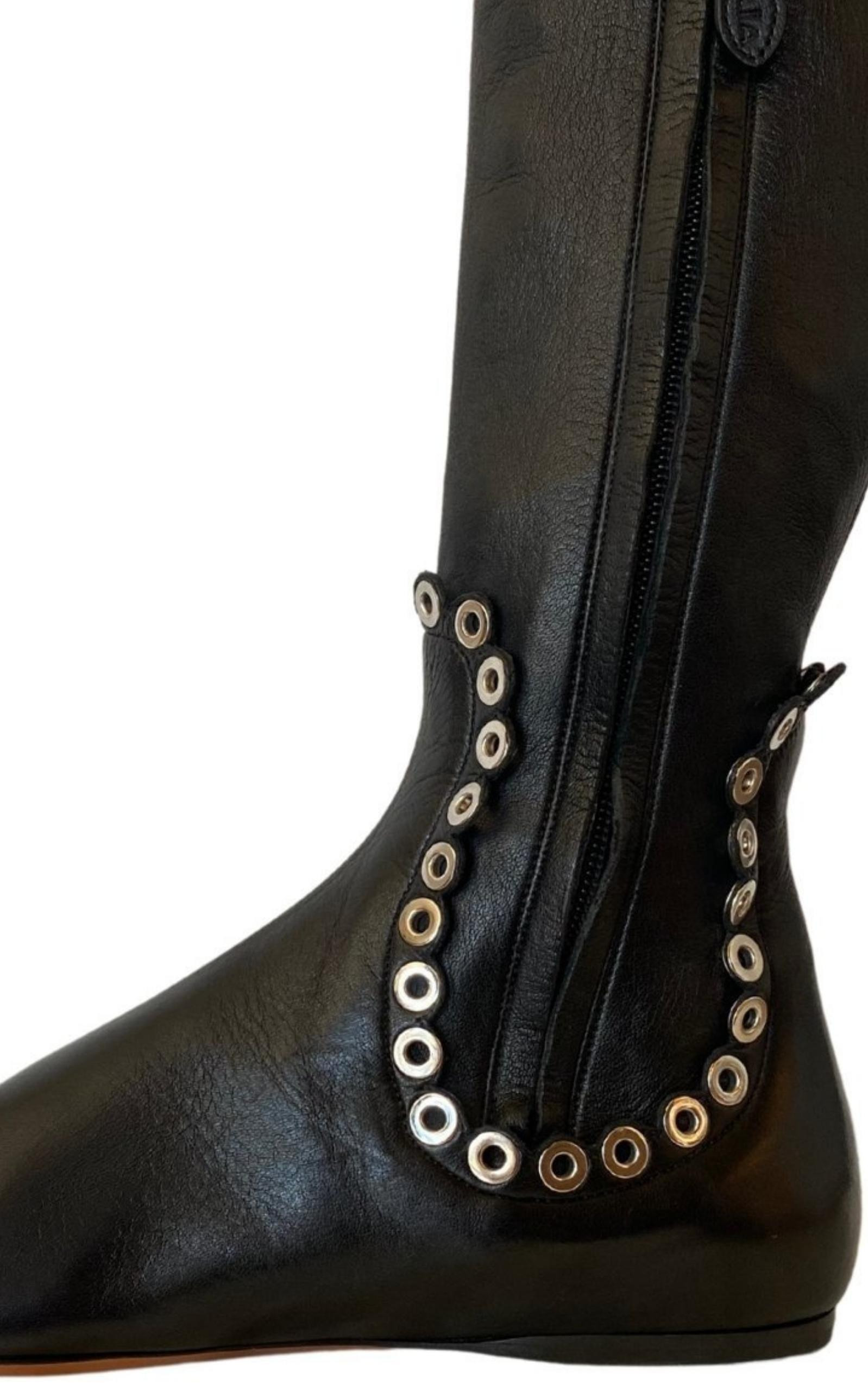 Over Knee Studded Flat Boots - 4