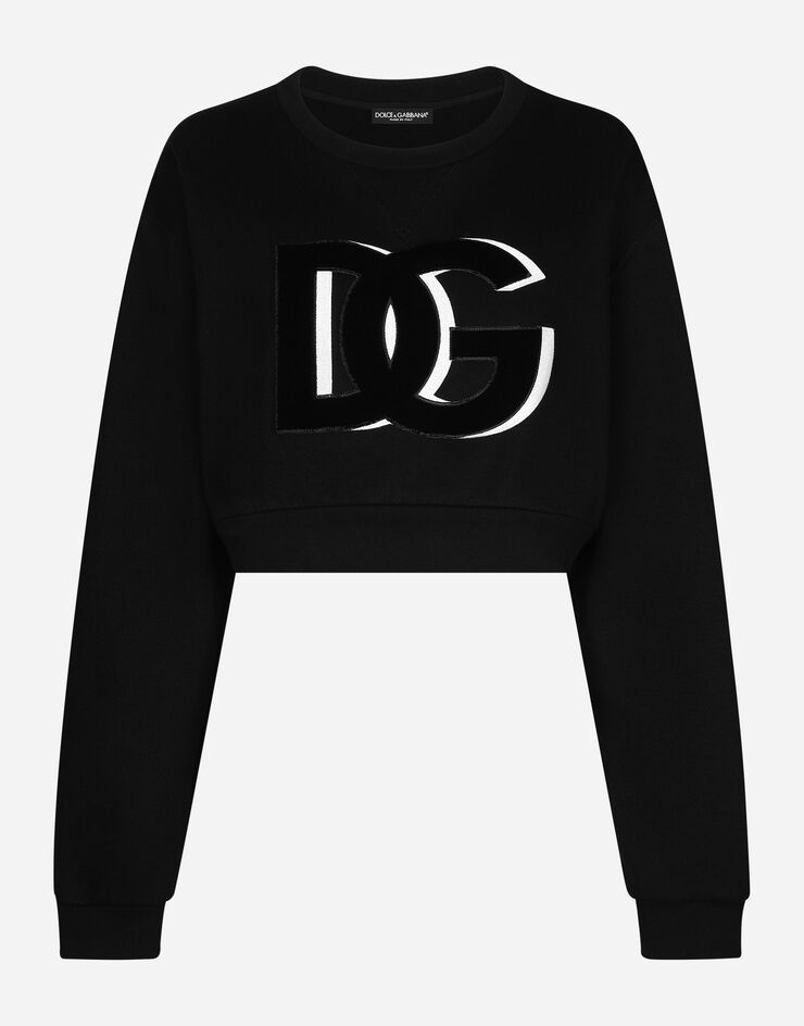 Cropped jersey sweatshirt with DG logo patch - 1