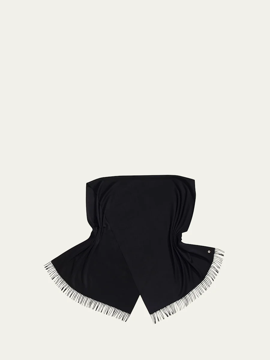 Cashmere Fringe-Trim Opera Stole - 1