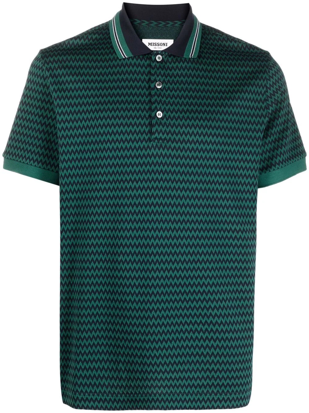 zigzag-print polo shirt - 1