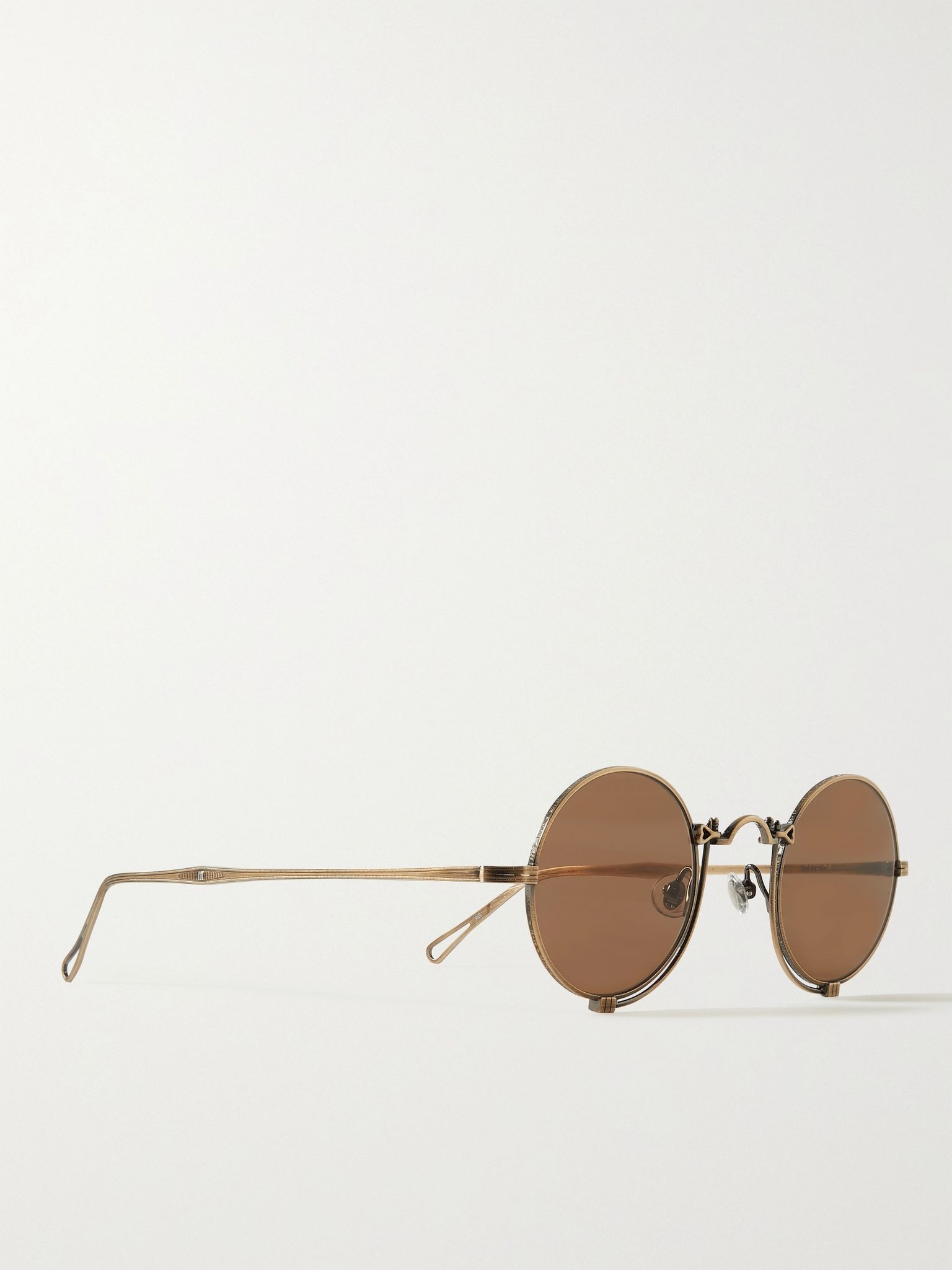 Round-Frame Gold-Tone Titanium Sunglasses - 3